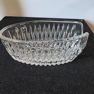 Vintage Princess House Crystal Glass Spoon Rest Caddy Utensil Holder